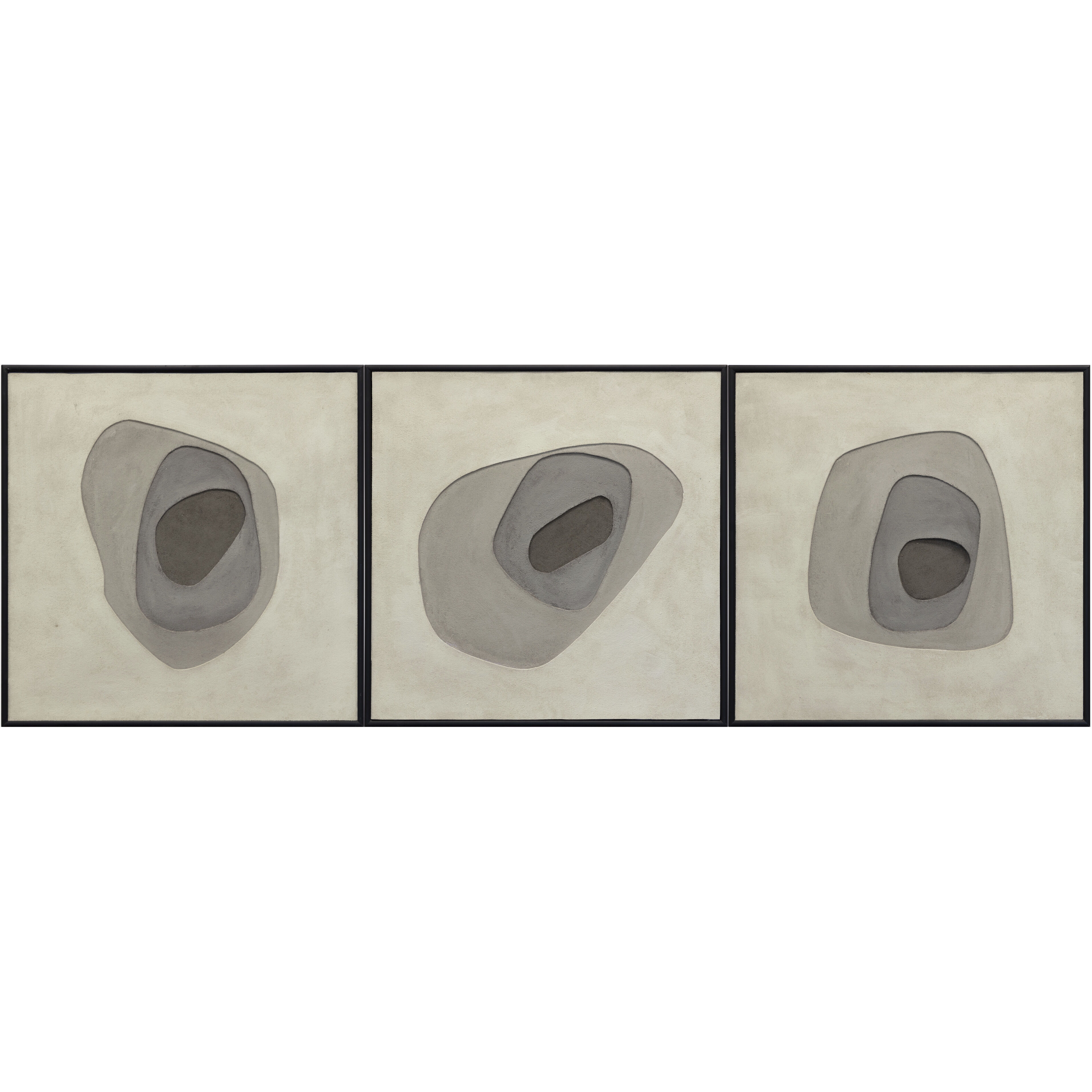 Zen Garden 30 X 30 inch Hand Painted Art, Set Of 3